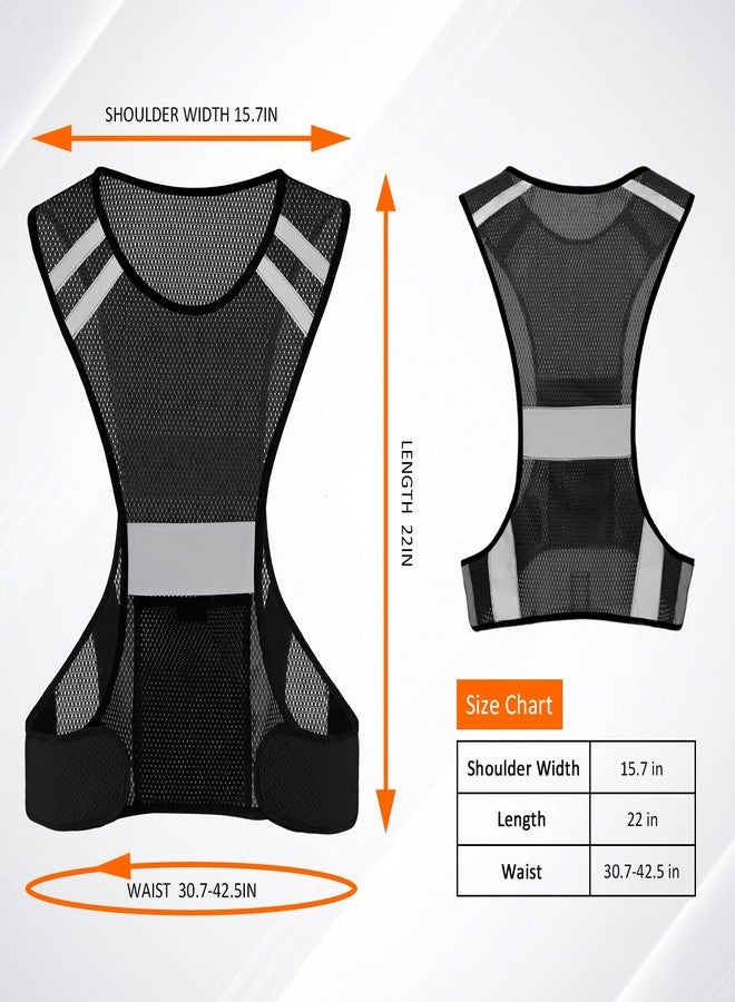 TCCFCCT Reflective Running Vest with Large Pocket, High Visibility Reflective Vest for Men Women, Lightweight Reflective Running Gear for Motorcycling, Cycling, Jogging, Night Walking, 2PCS, Black - Image 3